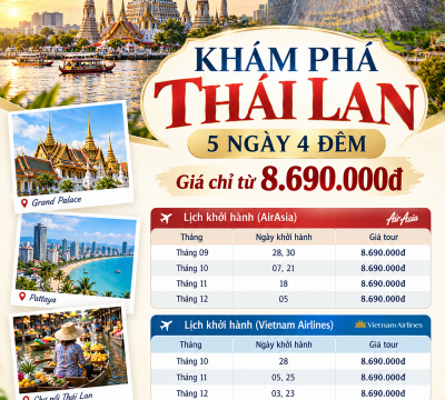 Lịch Trình Tour Thái Lan 5 Ngày 4 Đêm Trọn Gói Từ Đà Nẵng Mới Nhất 2026